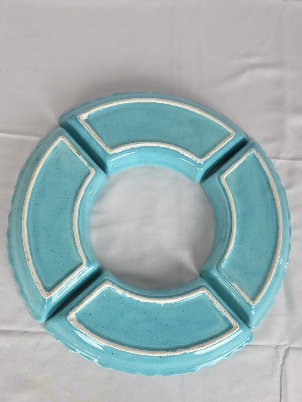 Vintage..Aqua Glazed Decorative Ceramic Bowl - Home Dining Serveware...